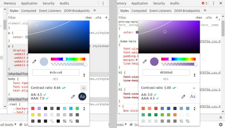 color contrast under dark & light background